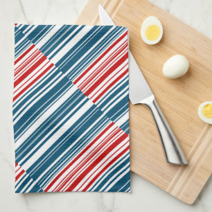 Red Blue White Stripes Tea Towel