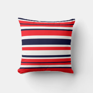 Red Blue White Stripes Throw Pillow Cushion