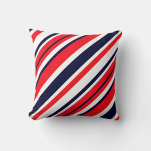 Red Blue White Stripes Throw Pillow Cushion