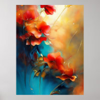 Red Blue White Teal Cream Flowers Beautiful