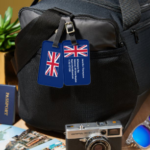 Red Blue White United Kingdom Flag British Custom Luggage Tag