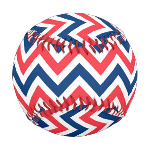 Red Blue White Zig Zag Lines Geometric Baseball