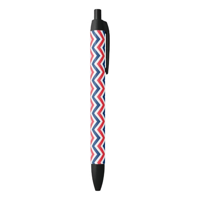 Red Blue White Zig Zag Lines Geometric Baseball Black Ink Pen (Bottom (Vertical))
