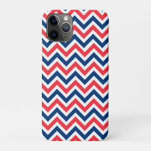 Red Blue White Zig Zag Lines Geometric Baseball Case-Mate iPhone Case