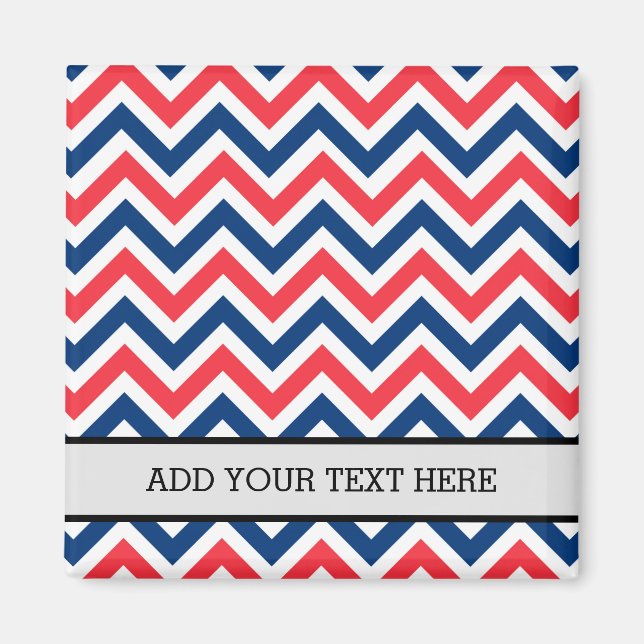 Red Blue White Zig Zag Lines Geometric Baseball Magnet (Front)