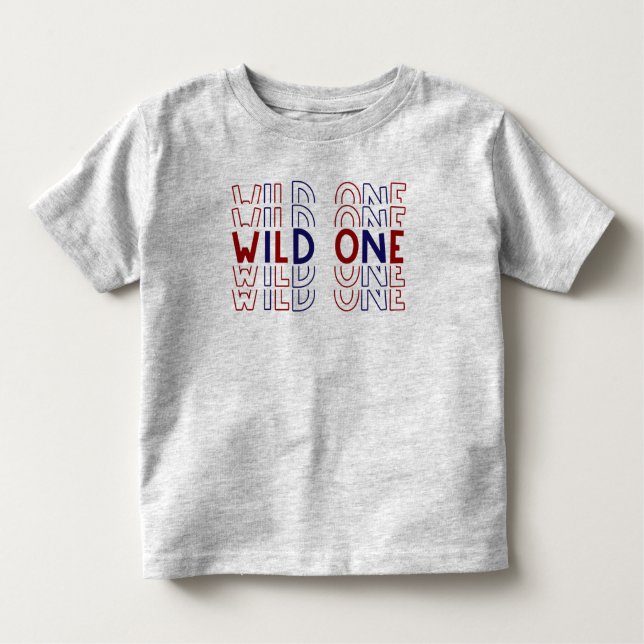 Red Blue Wild One Text Toddler T-Shirt (Front)