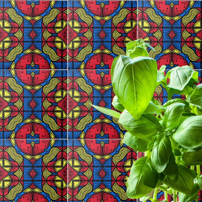 Red Blue Yellow African Tribal Pattern Tile (Creator Uploaded)