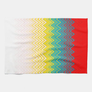 Red Blue Yellow Chic Unique Zigzag Pattern Tea Towel