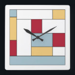 Red Blue Yellow Colour Block Mid Century Squares Square Wall Clock<br><div class="desc">This fabulous mid-century modern clock features rectangular colour blocks in blue,  red,  yellow,  white,  and black. Add some fun to your wall!</div>