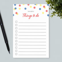 Red Blue Yellow Confetti Things To Do List