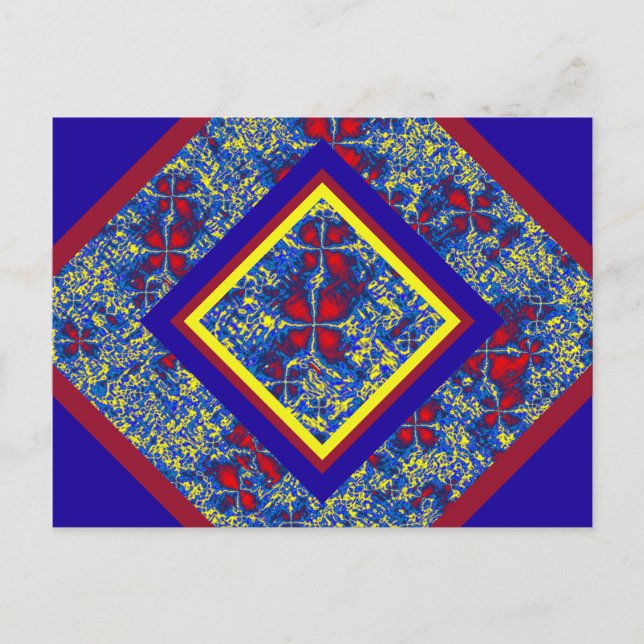 Red, Blue, & Yellow Fractal Turbulence Postcard (Front)