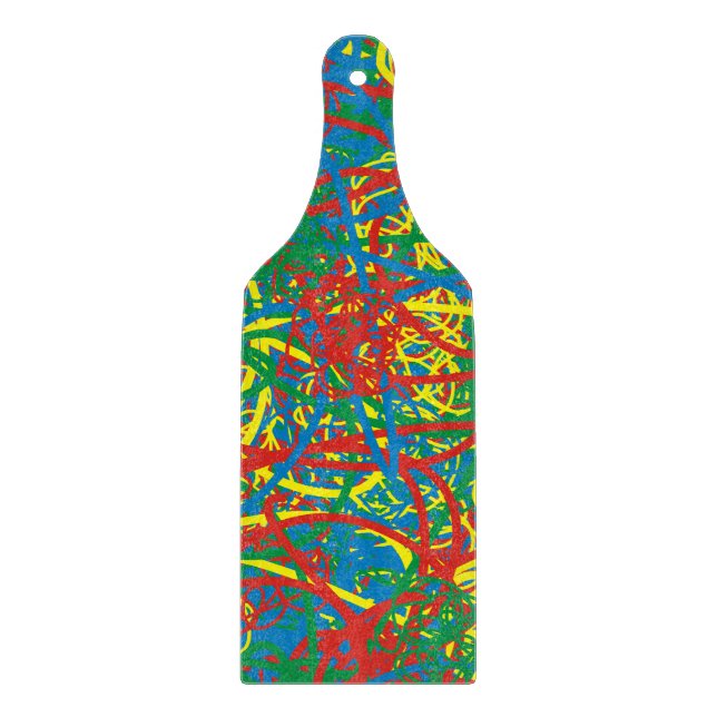 Red Blue Yellow Green Scribble Hot Mess Graffiti Cutting Board (Front)