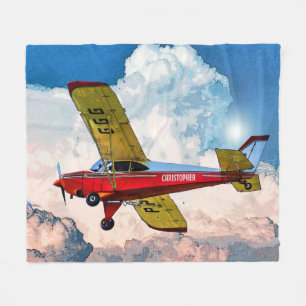 Red Blue Yellow Personal Aircraft With Your Name Fleece Blanket