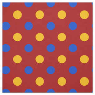 Red Blue Yellow Polka Dots Design Fabric