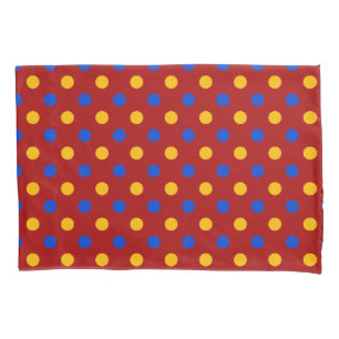 Red Blue Yellow Polka Dots Design  Pillowcase