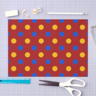 Red Blue Yellow Polka Dots Design Tissue Paper