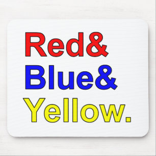Red Blue Yellow Primary Colours Mouse Pad
