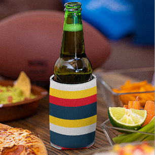 Red Blue Yellow Uniform Stripes Can Cooler