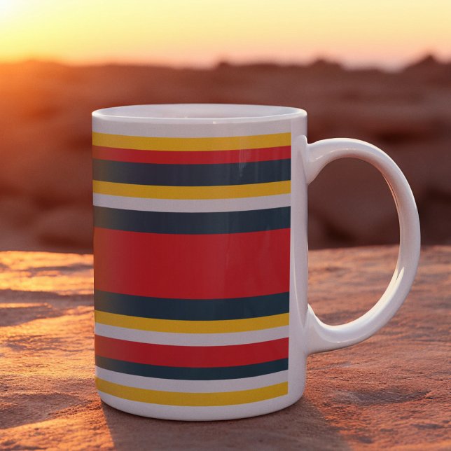 Red Blue Yellow Uniform Stripes Coffee Mug (mugs and cups)
