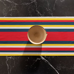 Red Blue Yellow Uniform Stripes Long Table Runner