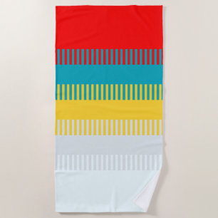 Red Blue Yellow White Grey Chic Unique Pattern Beach Towel