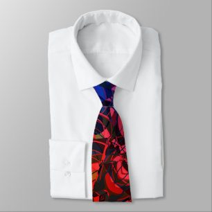 Red, Blues Colourful Abstract Tie