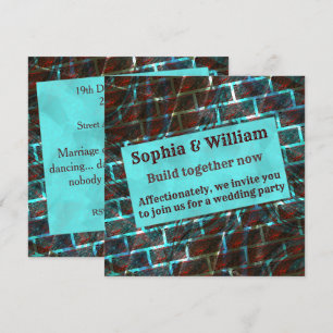 Red bluish stain, scratches, grid or brick effect invitation