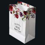 Red Blush and Purple Elegant Floral 80th Birthday Medium Gift Bag<br><div class="desc">Part of a coordinating set of birthday party products celebrating an 80th birthday, honour someone special with this lovely watercolor floral birthday gift bag. A beautiful border of stylish roses and mixed flowers along the top of the bag adds feminine style. The text template can be personalised with any age....</div>