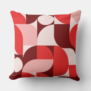 Red Blush Burgundy Geometric Composition Cushion