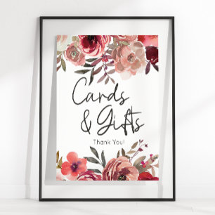Red Blush Floral Roses Card & Gifts Poster