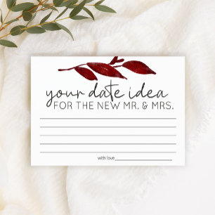 Red Blush Floral Roses Date Night Idea Shower Game Stationery