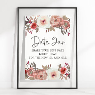 Red Blush Floral Roses Date Night Poster