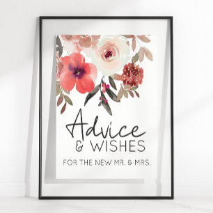 Red Blush Floral Roses Elegant Card & Gifts Poster