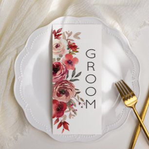Red Blush Floral Roses Reserved Seating Menu