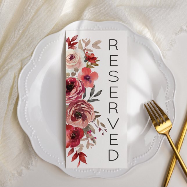 Red Blush Floral Roses Reserved Seating Menu (Creator Uploaded)