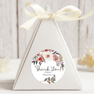 Red Blush Floral Roses Wedding Classic Round Sticker