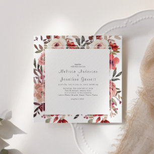 Red Blush Floral Roses Wedding Invitation