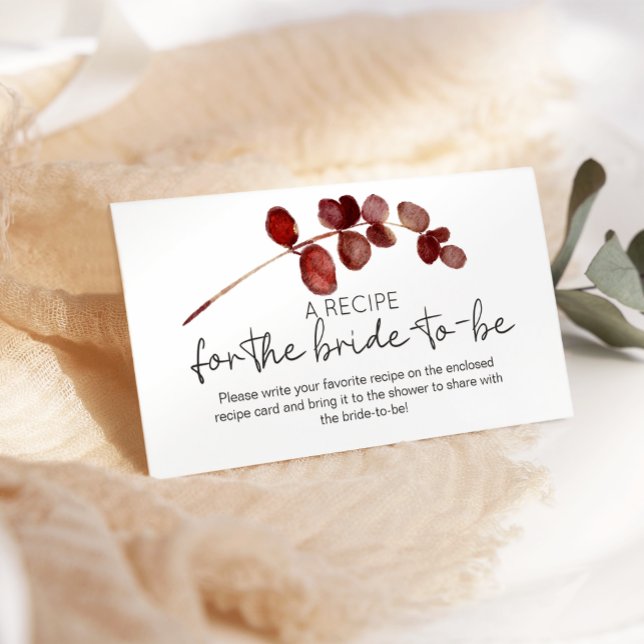 Red Blush Floral Roses Wedding Recipe Enclosure Card (Creator Uploaded)