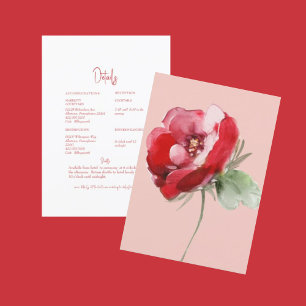 Red & Blush Floral Wedding Detail Invitation