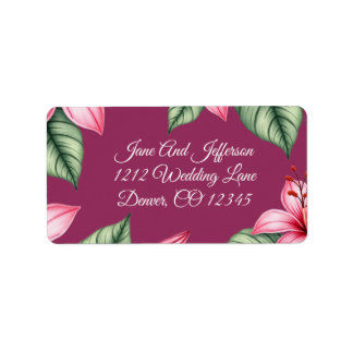 Red Blush Pink Floral Label