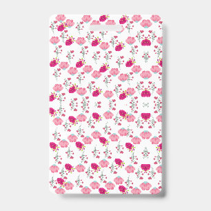 Red & Blush Pink Symmetrical Floral Garden Pattern ID Badge