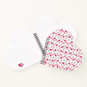 Red & Blush Pink Symmetrical Floral Garden Pattern Notebook