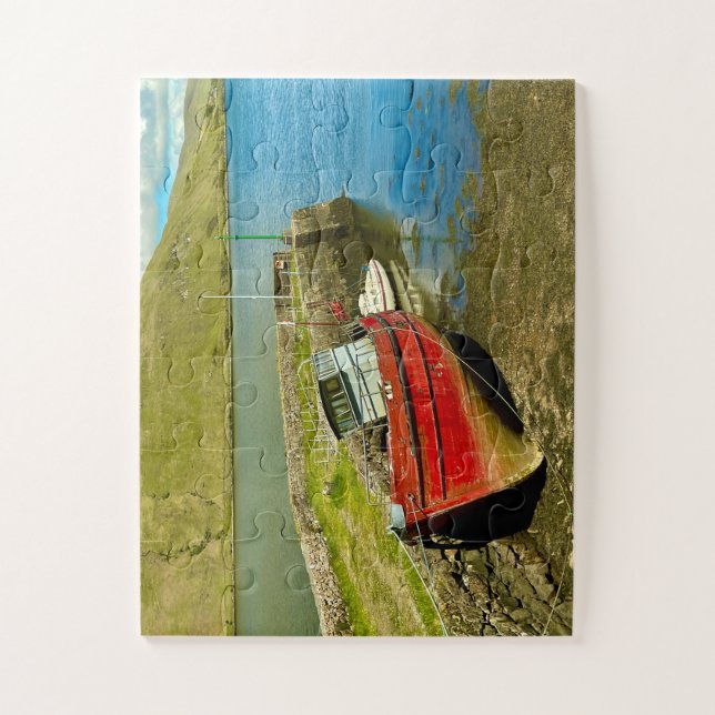 Red Boat in Lowtide Jigsaw Puzzle (Vertical)