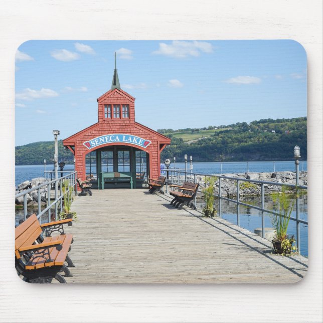 Red boathouse on Seneca Lake Mouse Pad (Front)
