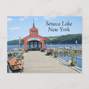 Red boathouse on Seneca Lake Postcard