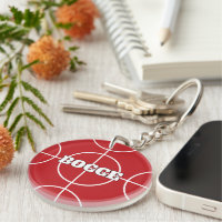 Red Bocci Ball keychain with custom text