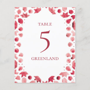 Red Bohemian Watercolor Tile Table Name