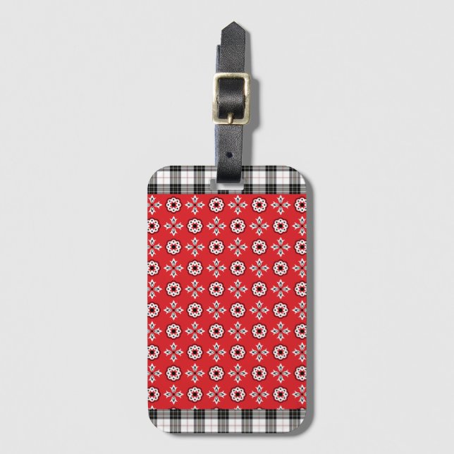 Red Boho Bandanna Print  Luggage Tag (Front Vertical)