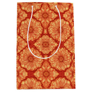 RED BOHO FLORAL PATTERN MEDIUM GIFT BAG