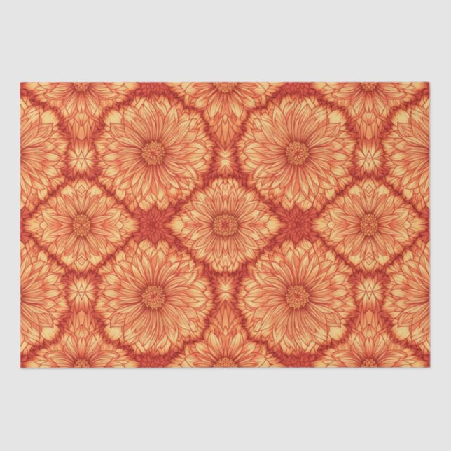 RED BOHO FLORAL PATTERN TISSUE PAPER (Front)